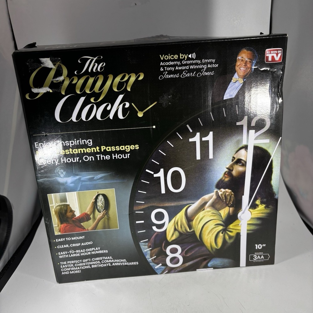 Prayer Clock As seen on TV 12 BIBLE Passages Voice By James Earl Jones NIB